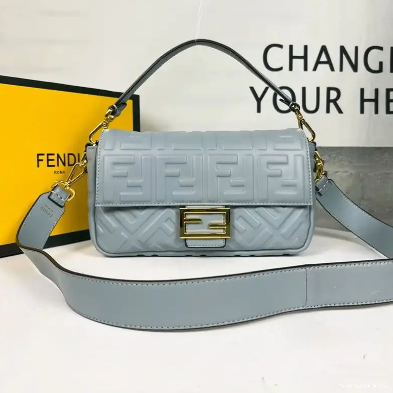 Affordable FF Motif Nappa Baguette Blue In Fendi Bag Medium Leather Sky 0520